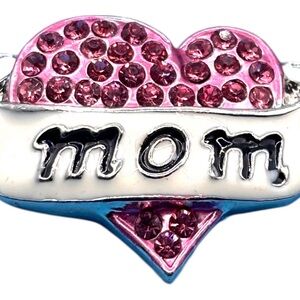 Pink Heart 'Mom' Brooch